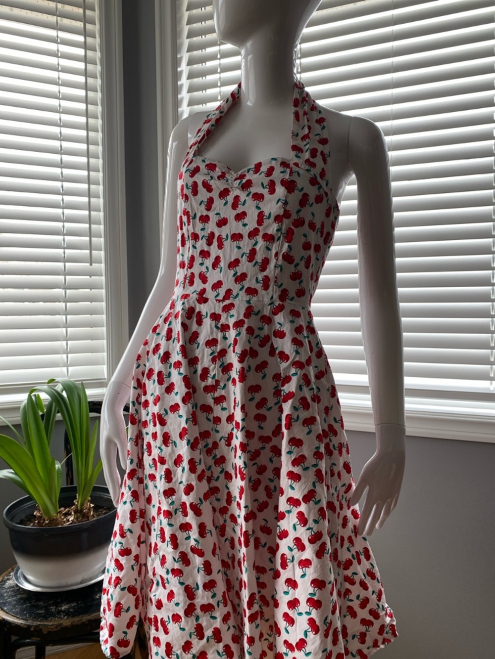 Pin up style cherry halter dress